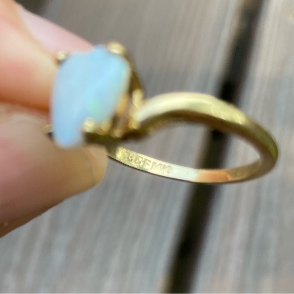 Vintage Baden & Foss Opal Heart 14k Solid Gold Ring Size 5.5 - Picture 16 of 16